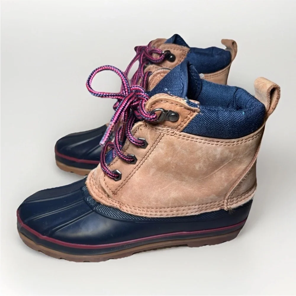 Lands' End Tan and Navy Duck Boots